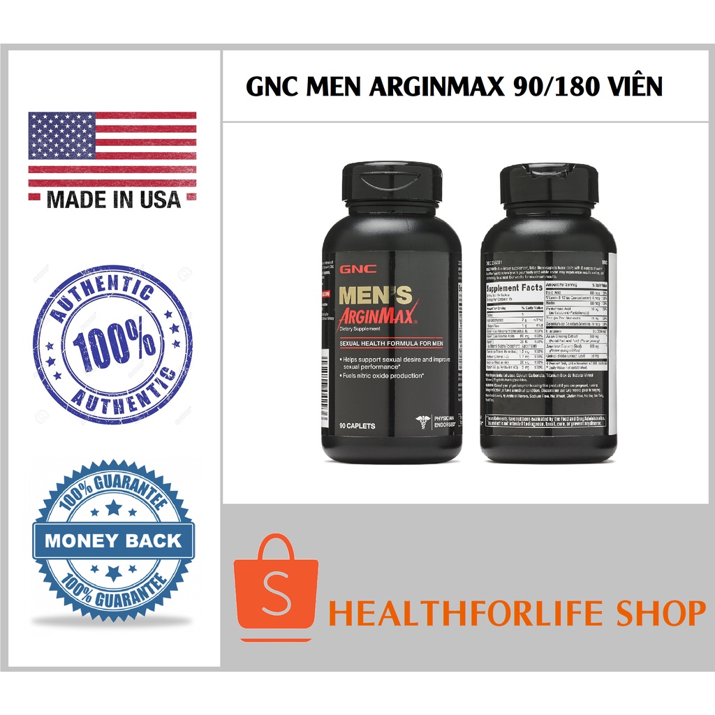 USA - GNC MEN ARGINMAX 90 180 viên danh cho nam giới tăng cường sinh lực, bản lĩnh phái mạnh thumbnail