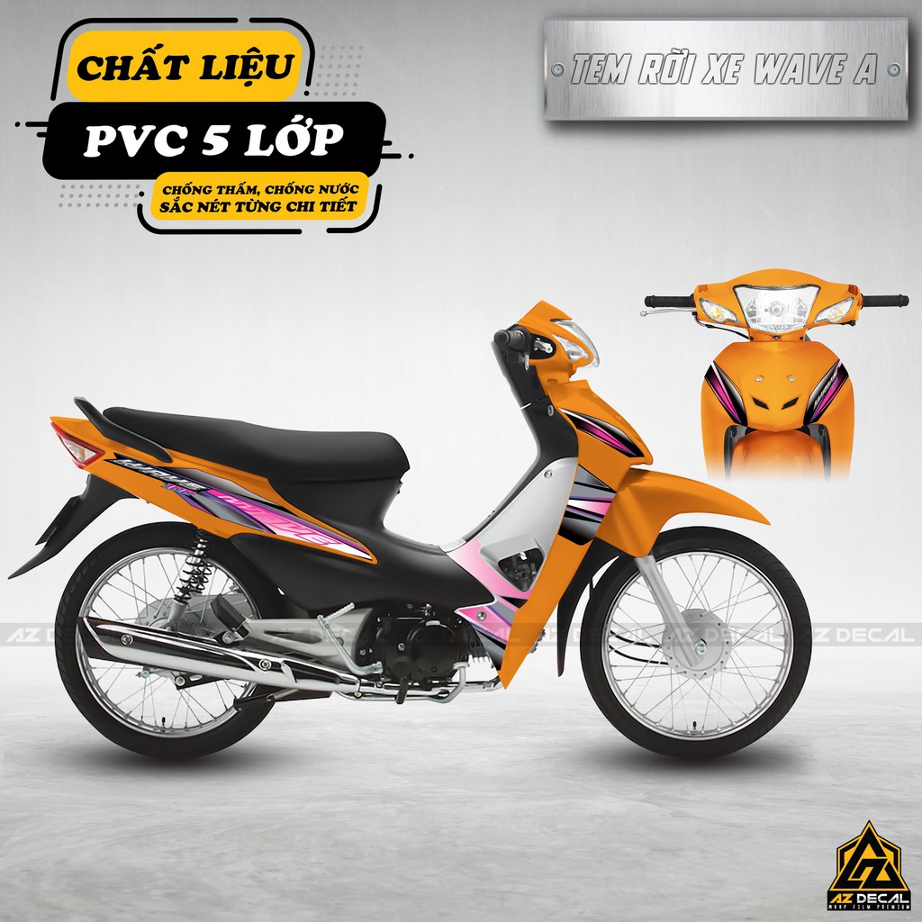 [New] Tem Xe Wave 2021 Phối Màu Big City Boy Hồng Tím | WA061602WW | Decal PVC Chống Bay Màu