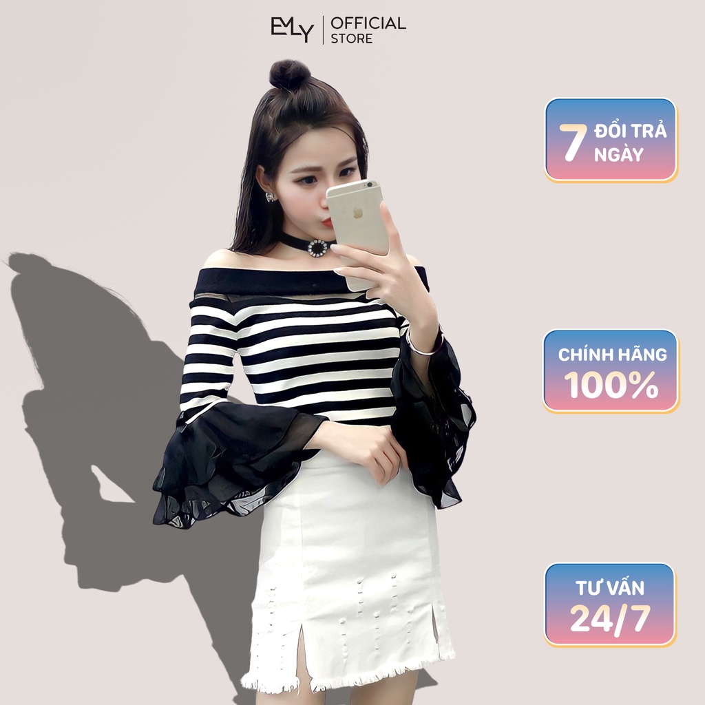 Áo thun len gân tay dài Emilyshop ulzzang