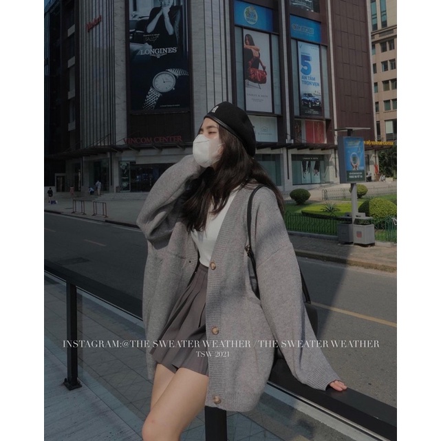 (Ảnh thật) Áo khoác cardigan len chất dày oversize thêu P the.sweaterweather TSW | BigBuy360 - bigbuy360.vn