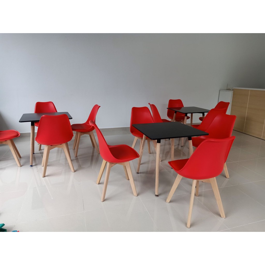 Ghế ăn, cafe, học tập, làm việc Eames chân gỗ bọc đệm