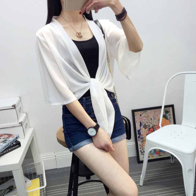 FREESHIP ĐƠN 99K_ Áo Cardigan Ngắn Tay Chất Liệu Chiffon Cho Nữ