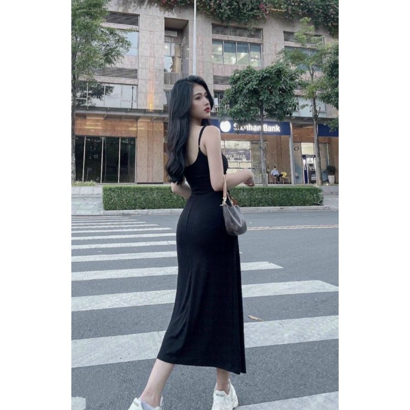 Đầm body hai dây xẻ tà bên quyến rũ có mút ngực chất thun co giãn tốt, váy body nữ hai dây xẻ tà quyến rũ[MẪU MỚI] | BigBuy360 - bigbuy360.vn