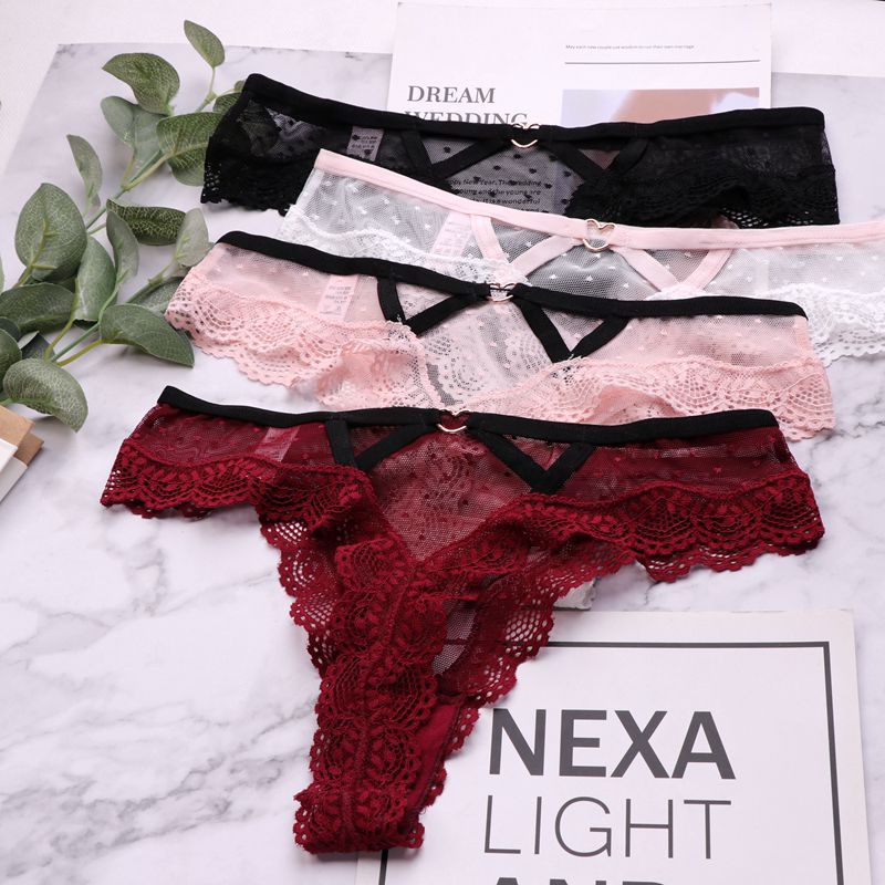 Quần lọt khe ren tim sexy cao cấp 583 freesize màu đen/ đỏ/ trắng/ xanh