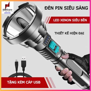 Đèn pin siêu sáng FLASHLIGHT F-901, chất liệu nhẹ, dùng pin 18650 kèm dây sạc micro usb sạc như điện thoại