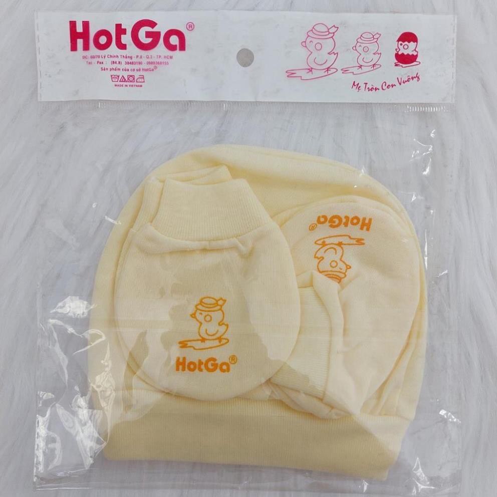 Combo nón che thóp và bao tay bao chân bo màu HotGa cho bé sơ sinh