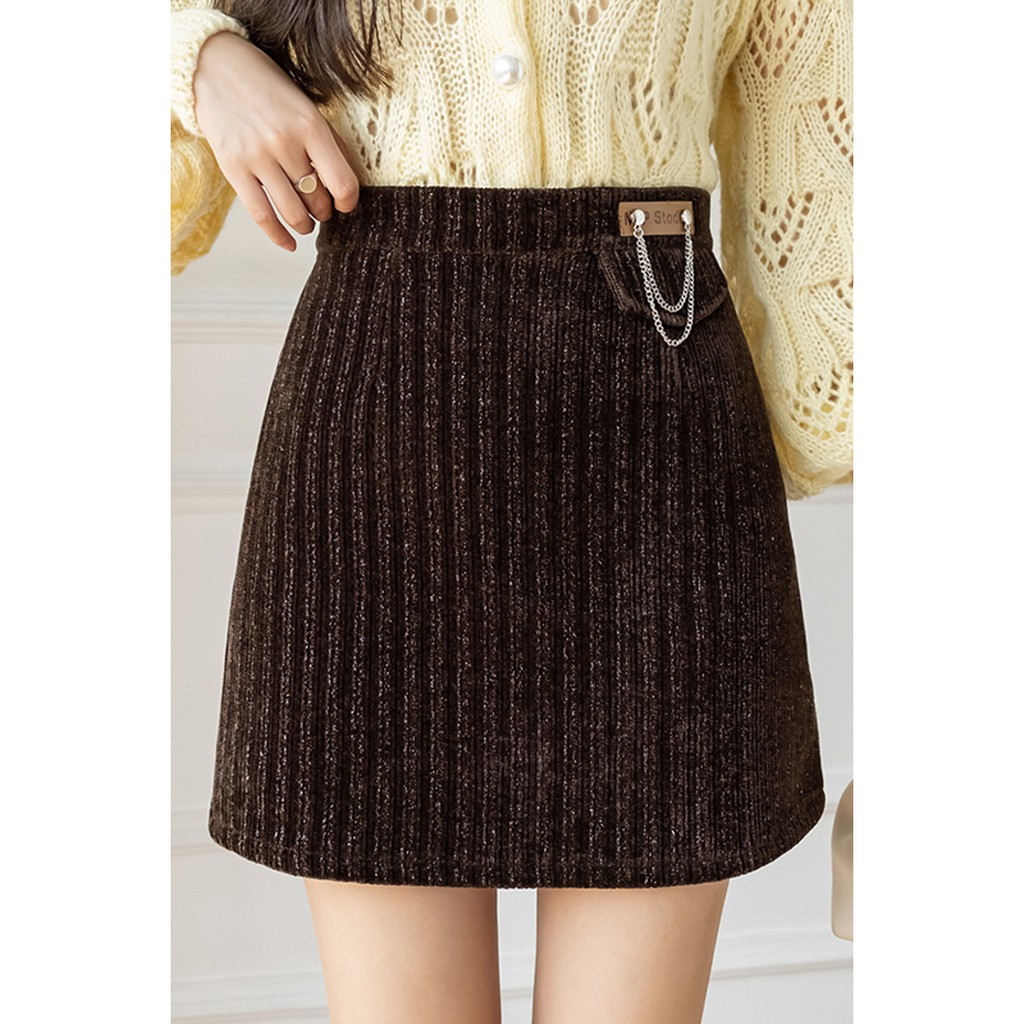 Chân váy nhung lưng cao dáng chữ A màu đen nâu size SML - Sogeum.store | BigBuy360 - bigbuy360.vn