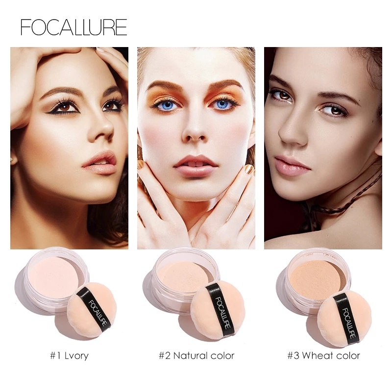 [Hàng mới về] Phấn phủ dạng bột kháng nước làm sáng da Focallure 3 màu tùy chọn