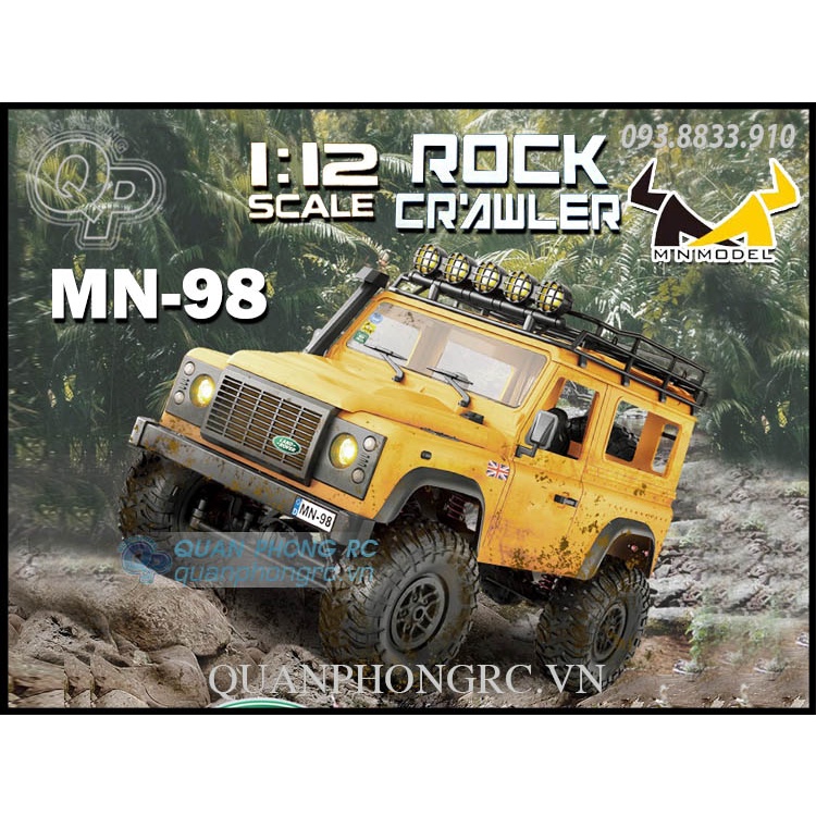 Xe Điều Khiển MN98 1:12 2.4G 4WD Defender Off-Road Rock Crawler With LED