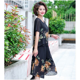 Bộ đồ trung niên hoa ống rộng cho mẹ