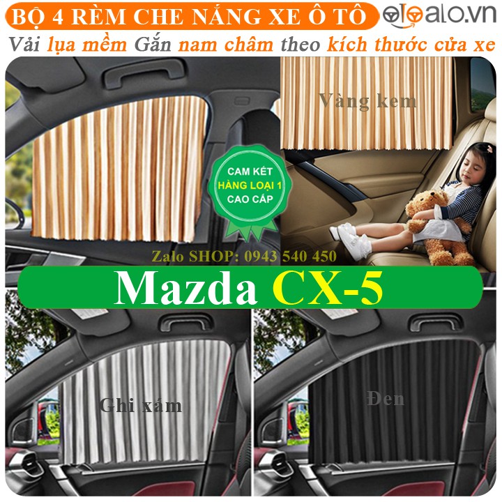 Rèm che nắng xe Mazda CX5 Vải Lụa Cao Cấp Gắn Nam Châm Keo 3M - OTOALO