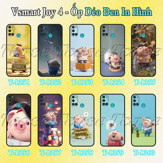 Ốp lưng Vsmart Joy 4 - Ốp dẻo đen in hình Chú heo hồng cute