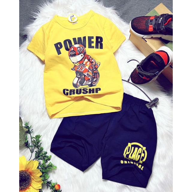 Bộ tay ngắn quần đùi bé trai thun cotton 4 chiều