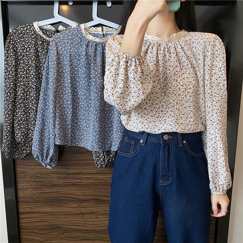 Áo Voan Tay Dài Phối Ren Thời Trang Dành Cho Nữ