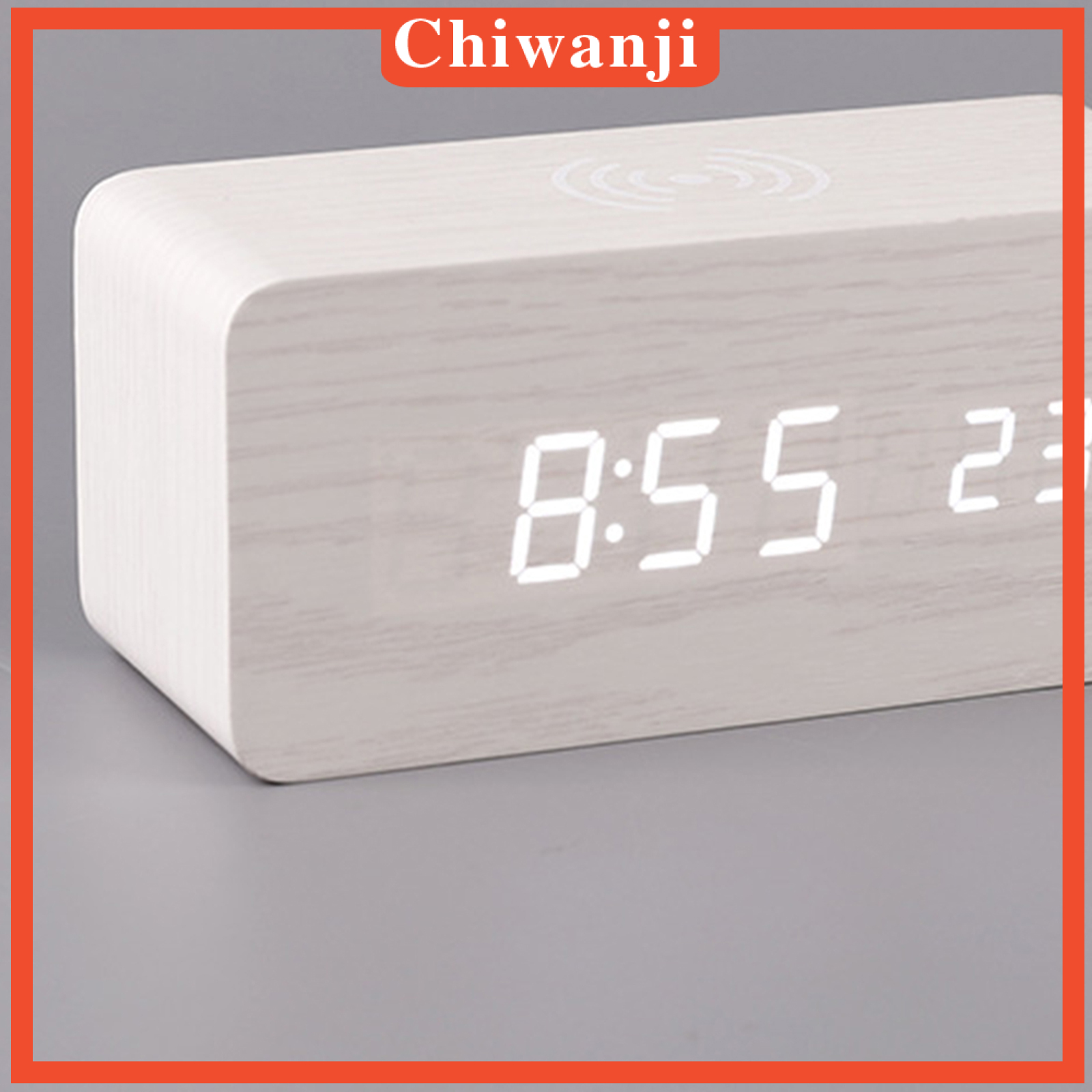 Digital Alarm Clock &amp; Wooden Electronic LED Time Display Temperature Detect
