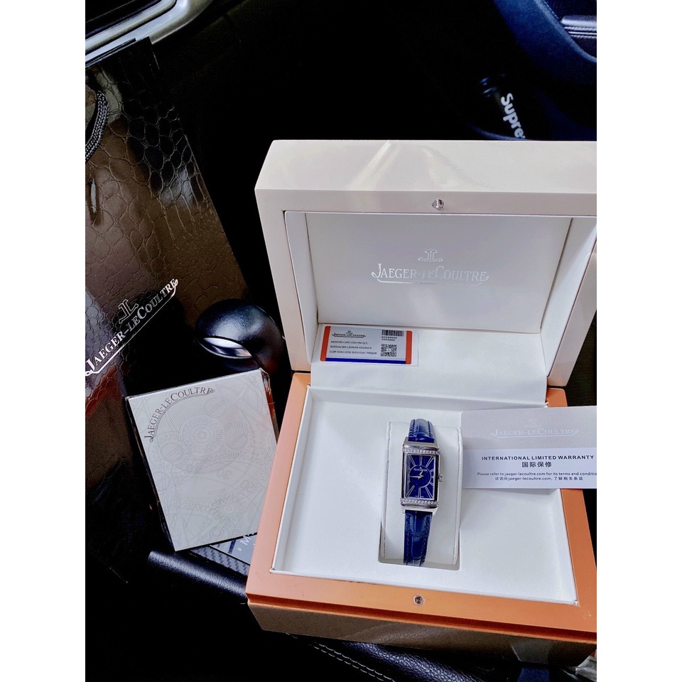 Đồng hồ nữ JAEGER LECOULTRE REVERSO ONE LEATHER BLUE - 33mm - Máy thụy - Bảo hành 24 tháng