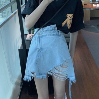 Chân váy jeans rách cá tính có bigsize