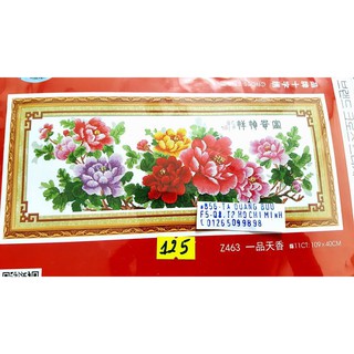 Tranh thêu HOA MẪU ĐƠN Z463(chưa thêu)109X40CM