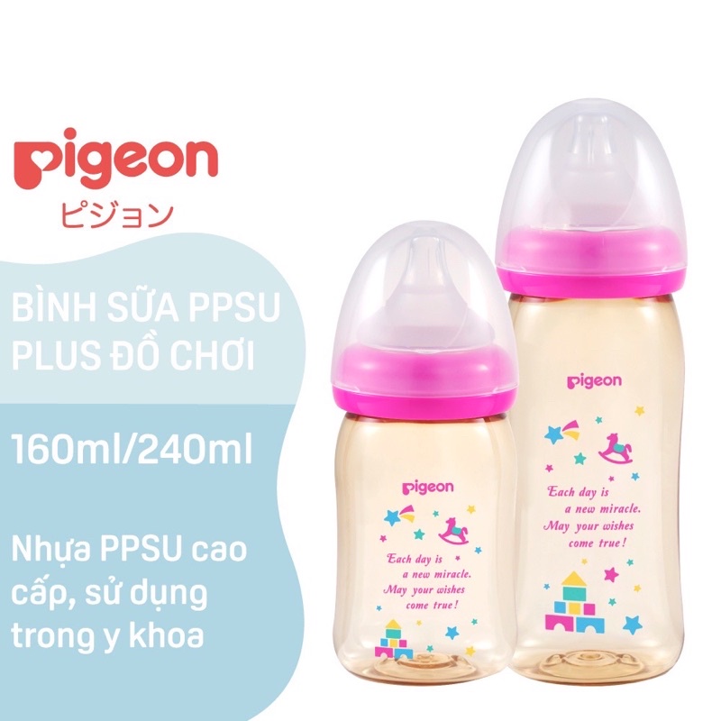 Bình sữa Pigeon PPSU Plus Hình Đồ Chơi 160ml / 240ml