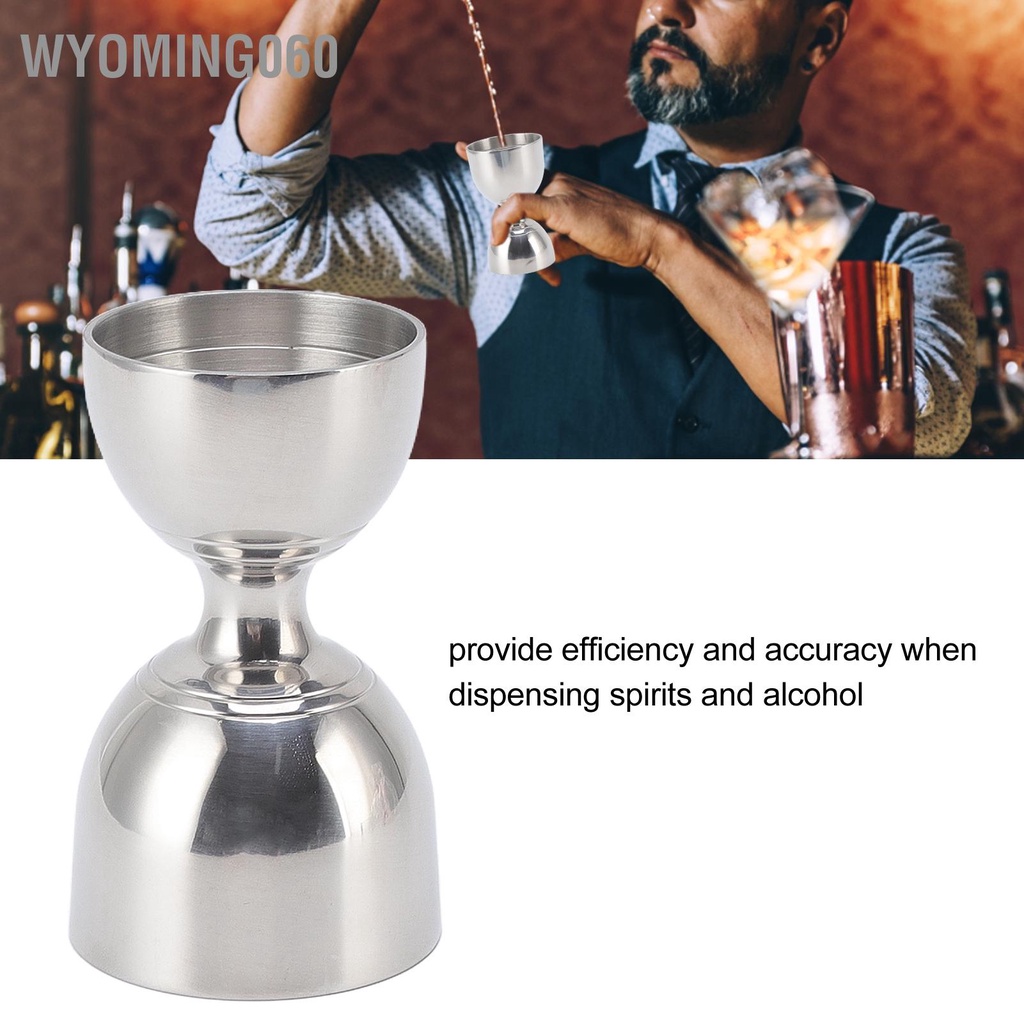 Wyoming060 Dụng cụ pha cà phê Cocktail 30 / 60ml Thép không gỉ Độ bền cao chính xác Mở rộng Thước đo Jigger cho Rượu