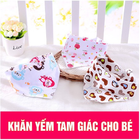 [SẢ KHO] Set 5 Khăn Yếm Tam Giác 100%cotton có cúc bấm cho bé