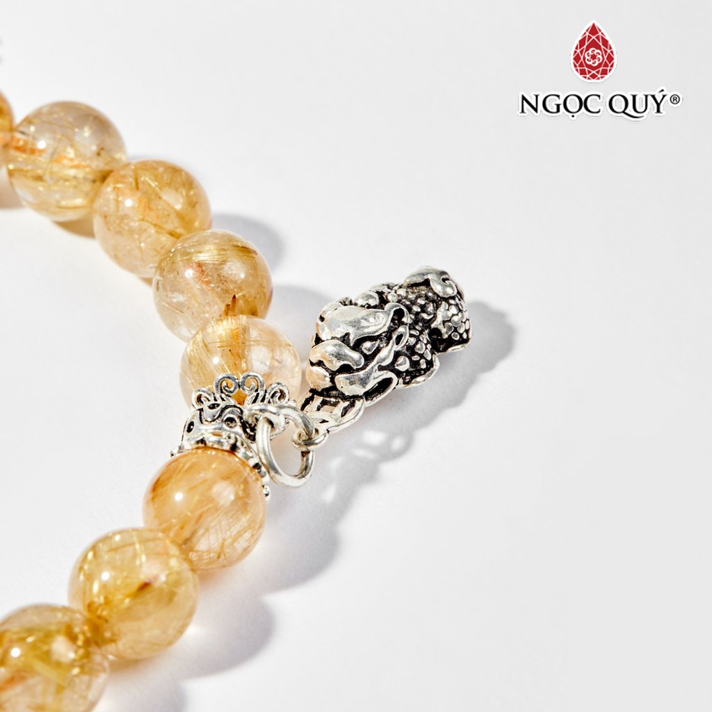 Vòng tay TA tóc vàng charm tỳ hưu và kỳ lân hạt 8mm - Ngọc Quý