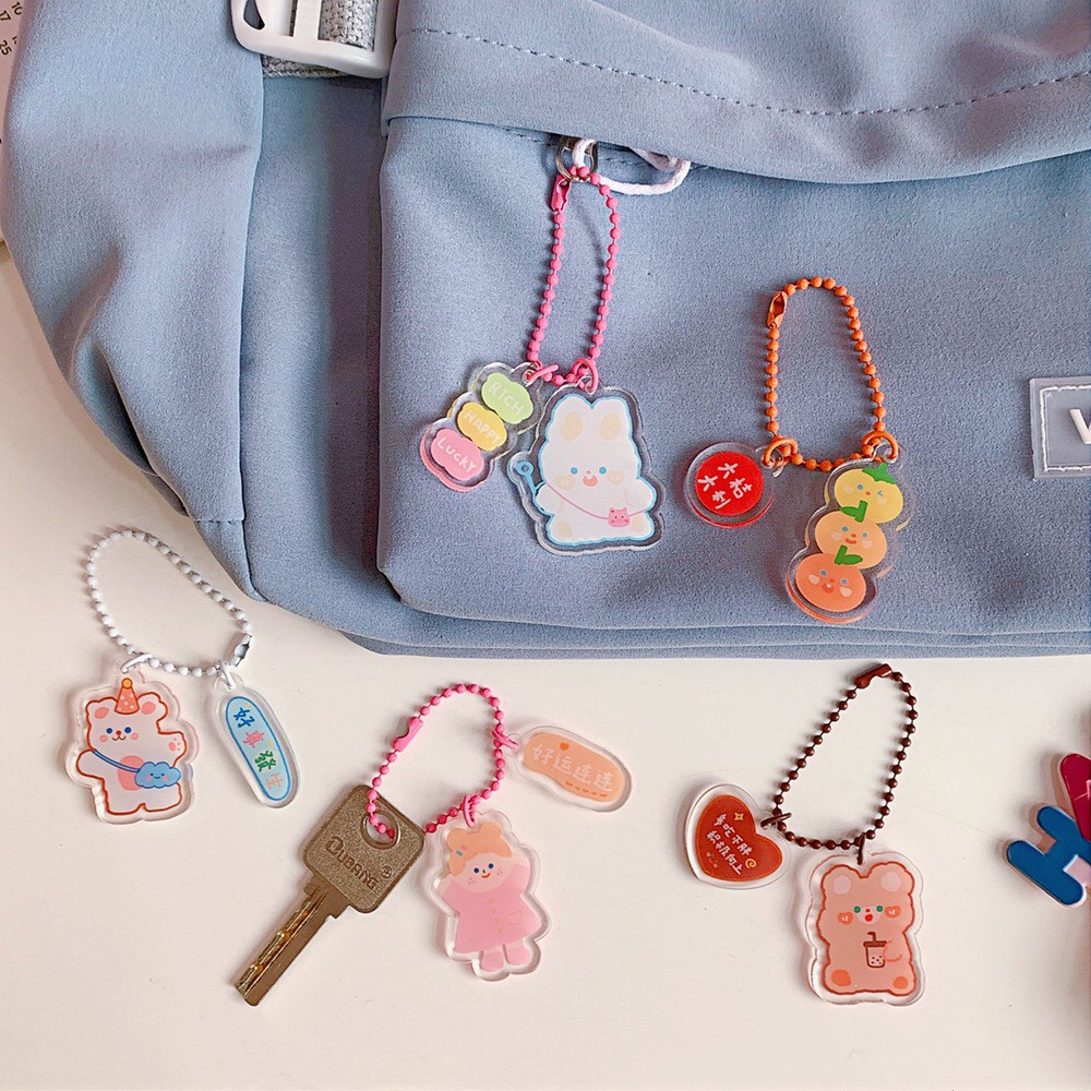 Móc khóa hình gấu chó thỏ hoạt hình dễ thương phụ kiện túi xách thời trang Hàn Quốc