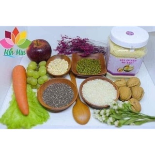 🍄 bột ăn dặm min min 🍑 thành phần : gạo nếp, gạo tám thơm, gạo lứt, yến mạch, óc chó, hạt chia, hạt sen,rau