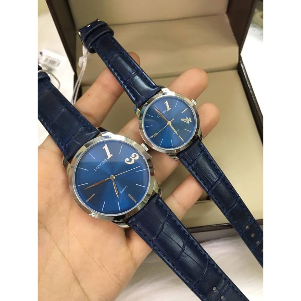Đồng hồ đôi Longbo dây da đủ màu- LBC09