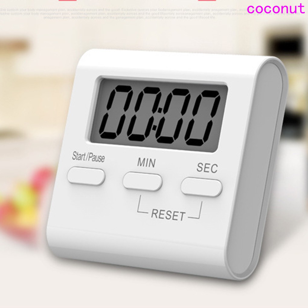 White LCD Digital Kitchen Cooking Timer Count Down Up Clock Loud Alarm Magnetic Hour Meter