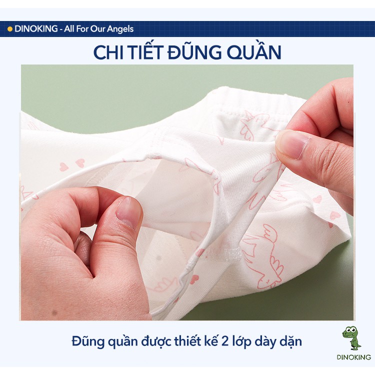 Quần chip bé gái DINOKING Combo 3 chiếc Quần lót đùi trẻ em cotton cao cấp mềm mại bảo vệ vùng kín QC02