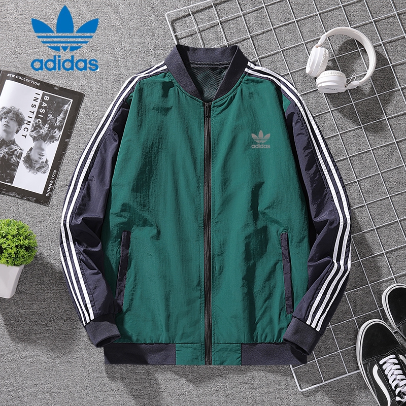 Áo khoác bóng chày Adidas hình cỏ 3 lá dáng ôm thời trang cho nam