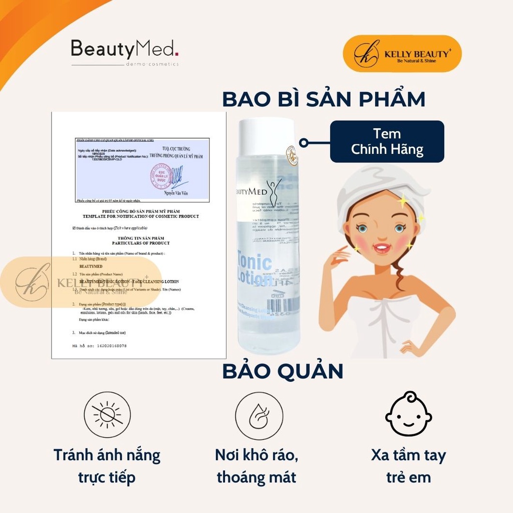 Nước Cân Bằng Da Tonic Lotion BeautyMed - Làm Dịu, Dưỡng Ẩm, Mềm Mịn &amp; Bảo Vệ Da | Kelly Beauty