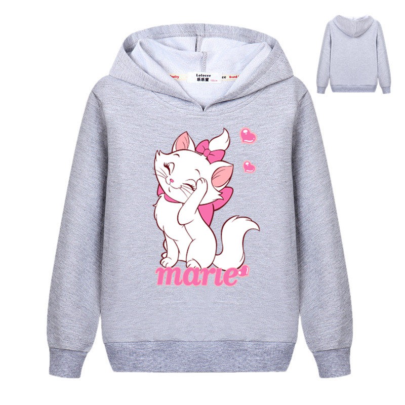 Áo Khoác Hoodie Chui Cổ Nữ Tay Dài In Hình Mèo Marie Đáng Yêu