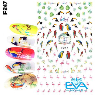 Miếng Dán Móng Tay 3D Nail Sticker Hồng Hạc Bird Flamingo Tropical F247