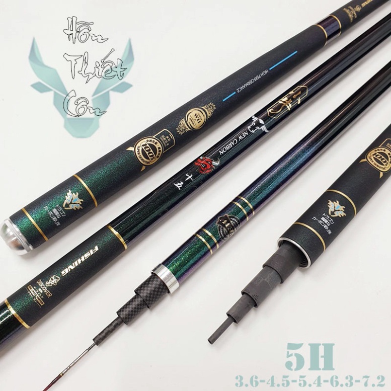 Cần câu tay 5H Hỗn Thiên Côn chất liệu mới New Carbon ánh xanh ngọc bích CD12
