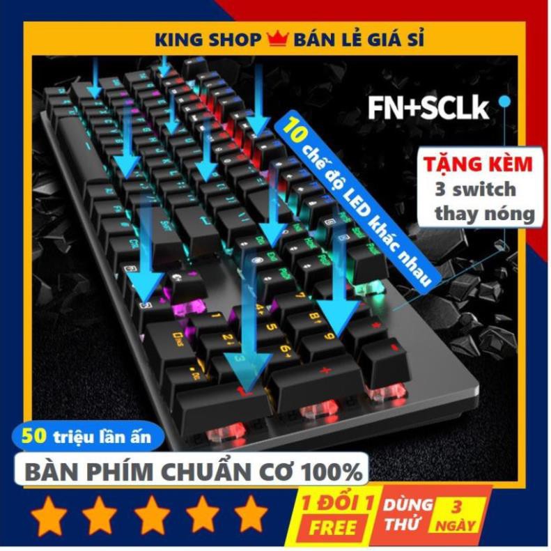 【CHUẨN CƠ 100%】Bộ Bàn Phím Cơ Gaming K101 - Bàn Phím Đèn LED 7 Màu