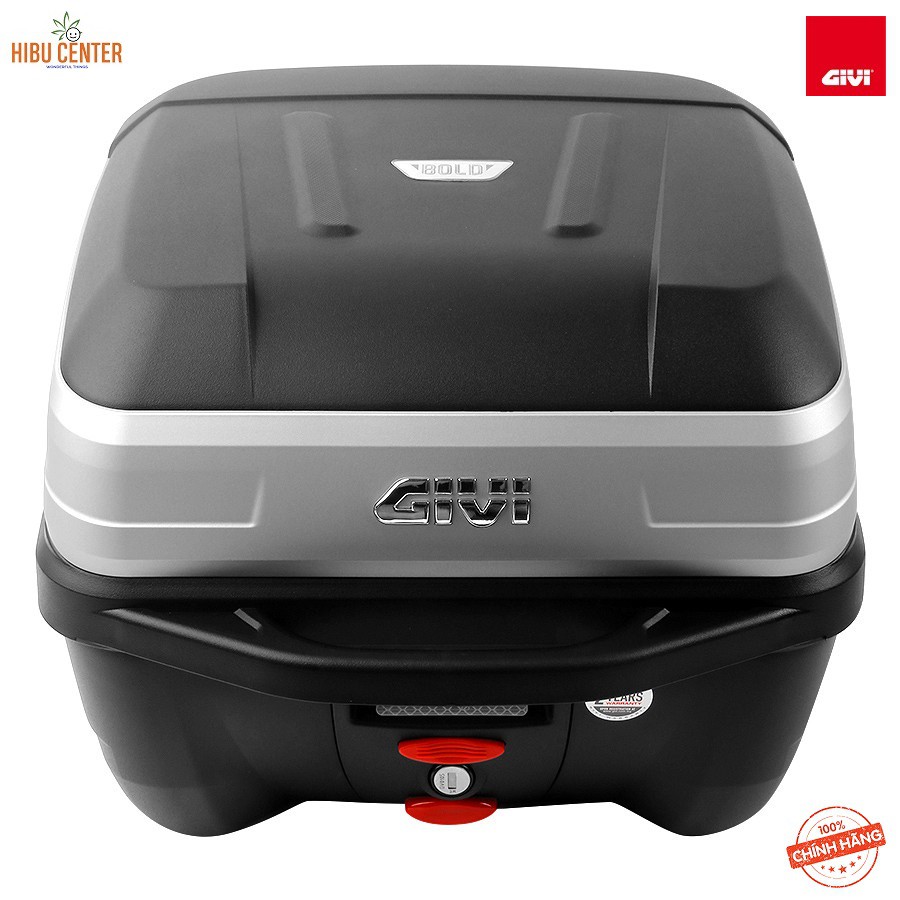 Thùng GIVI B32N BOLD Ốp Bạc Chữ U Logo GIVI Dập Nổi Công Nghệ Monolock Gắn Sau Motor Xe Máy Tay Ga Kèm Đế Đệm Màu Đen