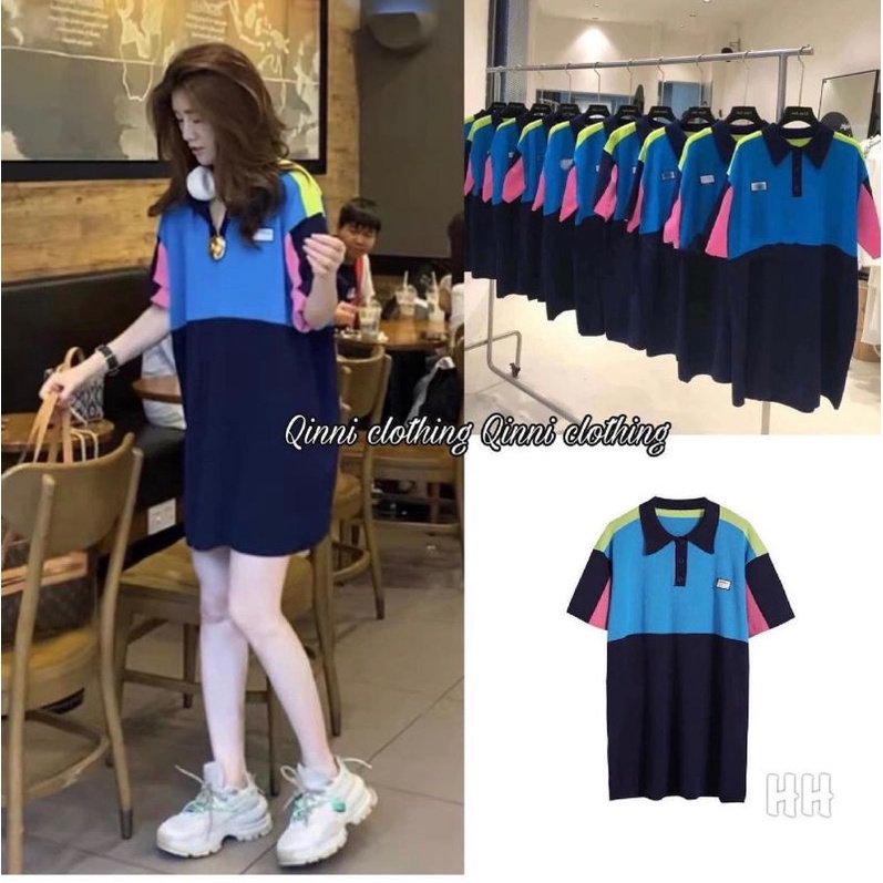 Váy cotton phối màu