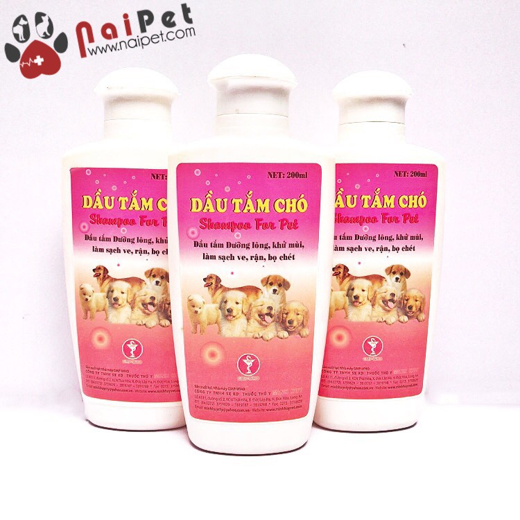 Sữa Tắm Dầu Tắm Chó Dưỡng Lông Khử Mùi Sạch Ve Bọ Chét Shampoo For Pet MH Chai 200ml