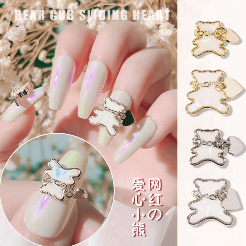 Phụ Kiện Kim Loại Đính Móng Tay Trang Trí Hình Gấu Dễ Thương
