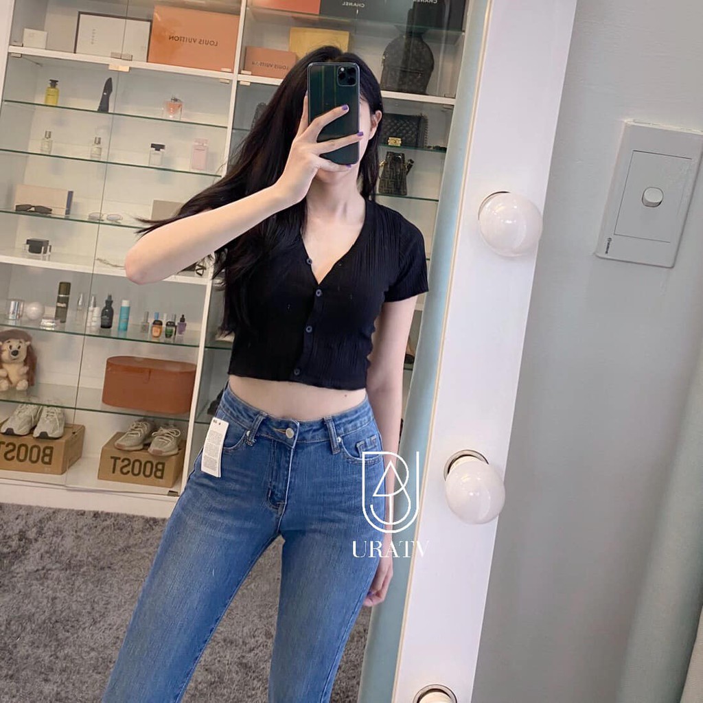 [FREESIZE + ẢNH CHÍNH CHỦ] Áo CROPtop GÂN NÚT URATV