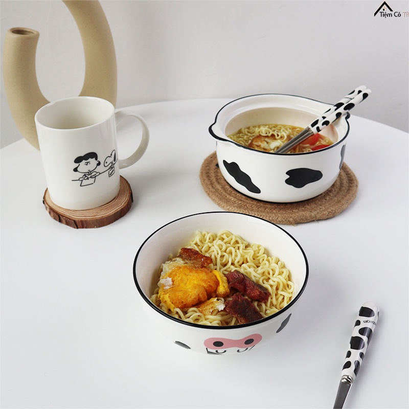 Bát tô sứ bò sữa 2 trong 1 siêu dễ thương