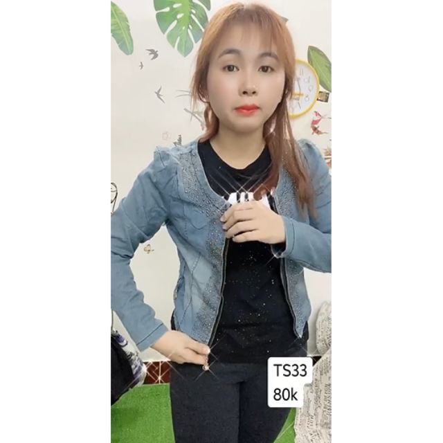 Áo khoác jean đính hạt. TS33