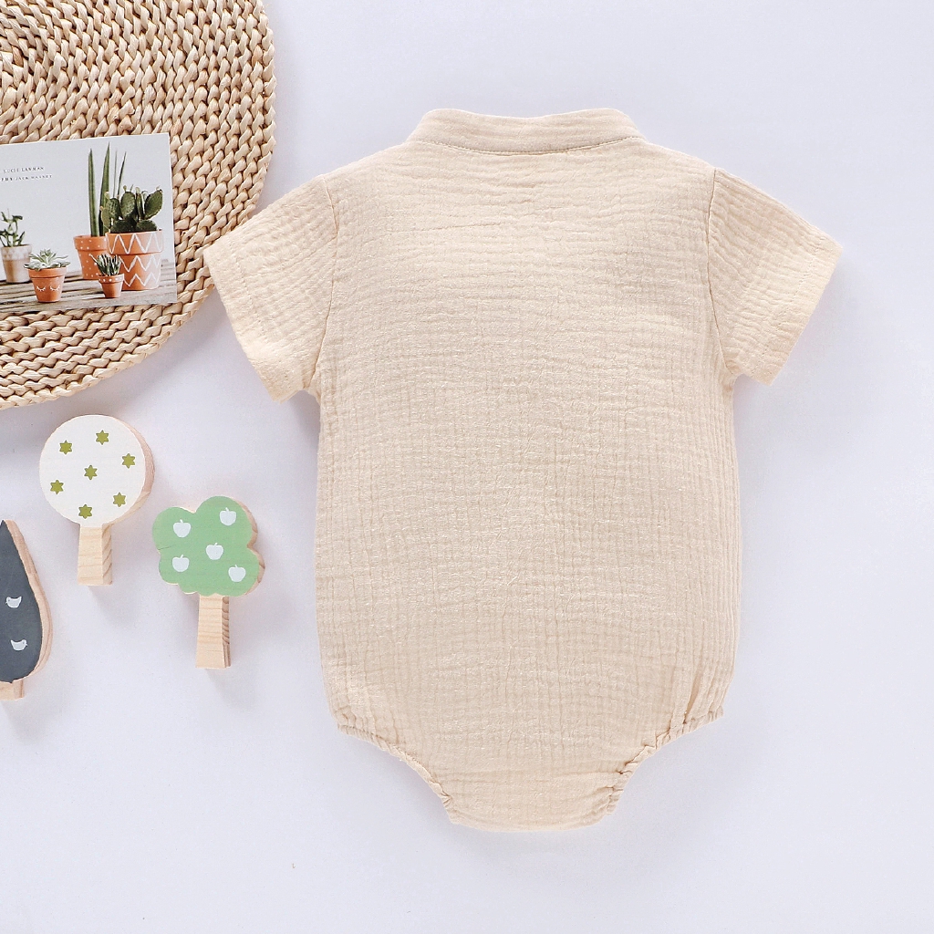 Áo liền thân tay ngắn màu trơn đáng yêu cho bé