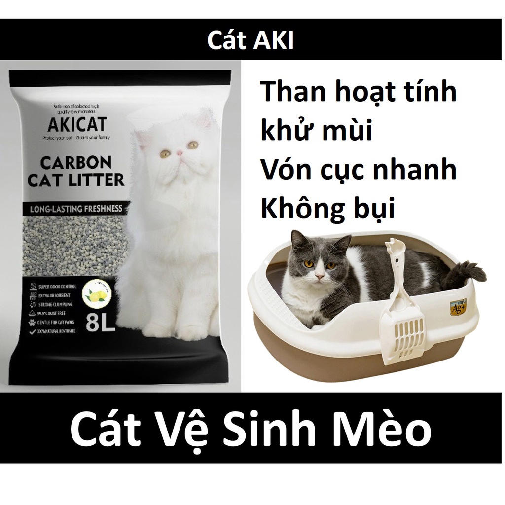 AKI CAT - CÁT VỆ SINH CHO MÈO CÓ HẠT KHỬ MÙI MÀU ĐEN