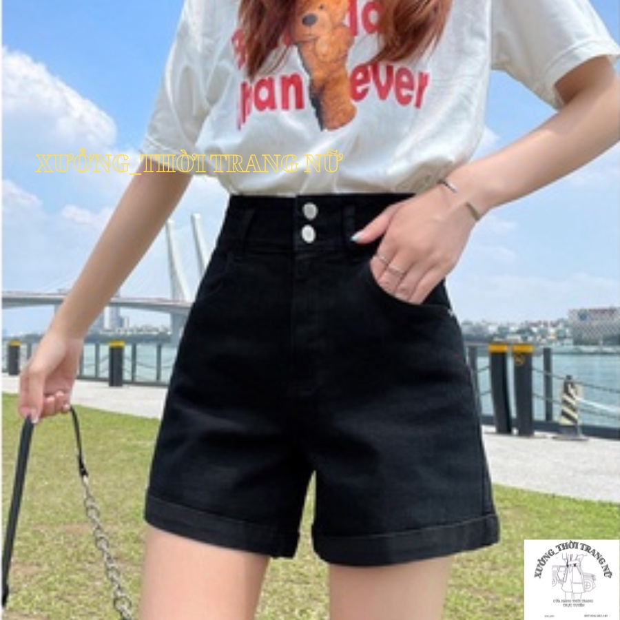 Quần short kaki,quần ngố lưng cao 2 nút cạp to có bigsize