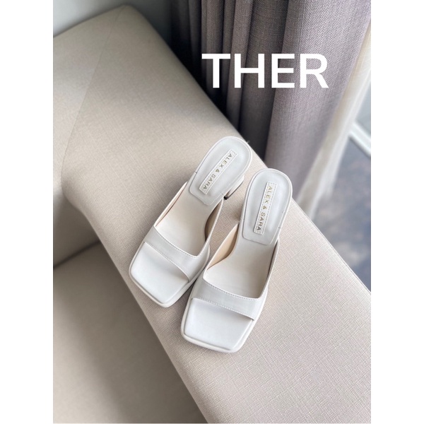 THER Guốc nữ quai ngang mũi vuông 7p