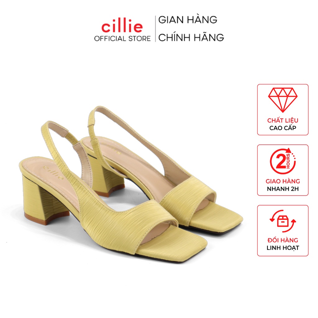 Giày sandal cao gót nữ ánh nhũ khoét eo quyến rũ thanh lịch màu sắc trendy đi làm công sở Cillie 1043
