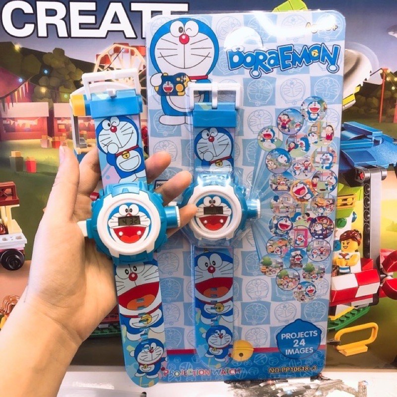 Ảnh thật ❄️❄️ Đồng Hồ Nhựa Chiếu Đèn Hình Doraemon / Kitty  ❄️❄️